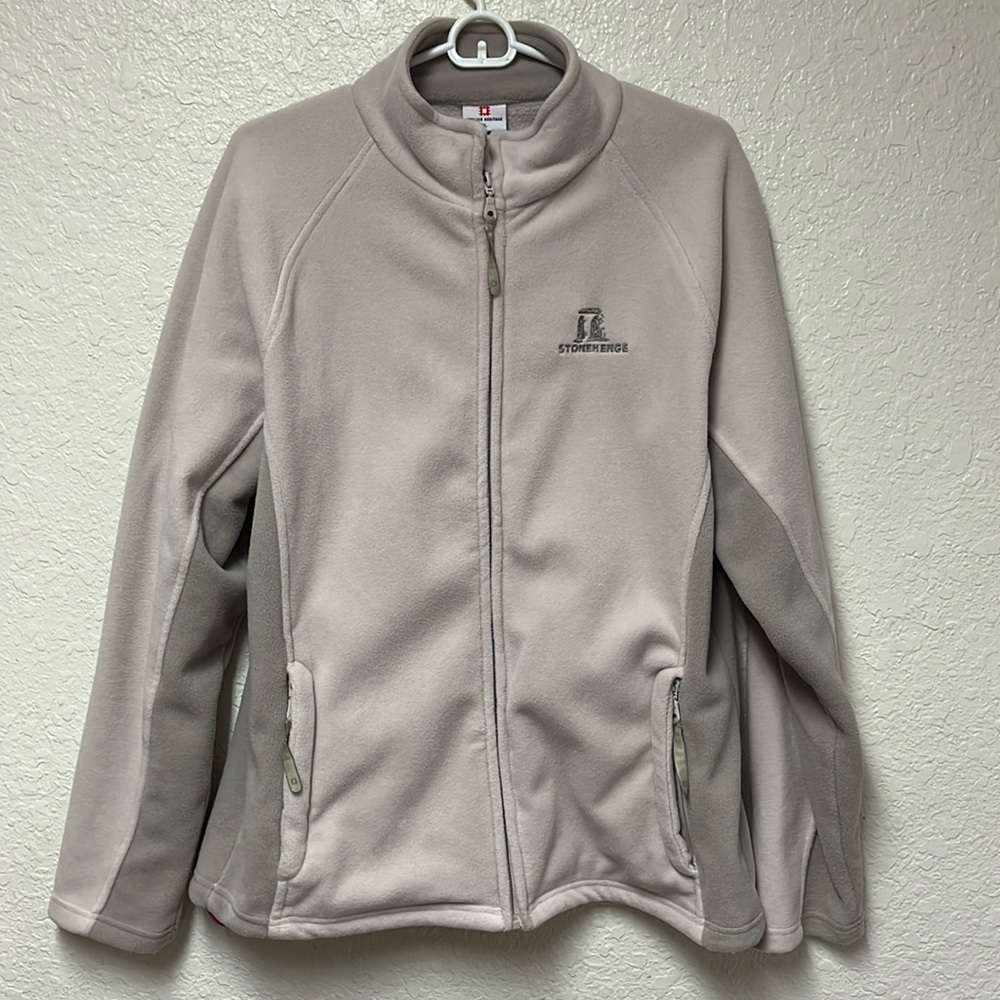 ENGLISH HERITAGE Beige & Tan Fleece Zip-up Jacket Size XL